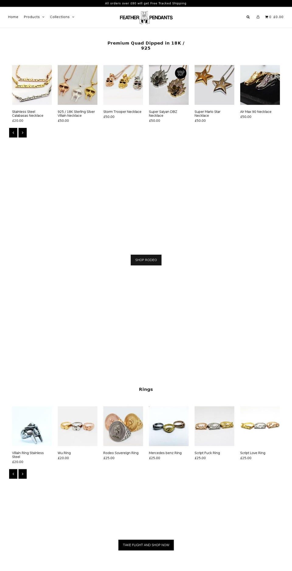 featherpendants.com — Shopify storefront screenshot