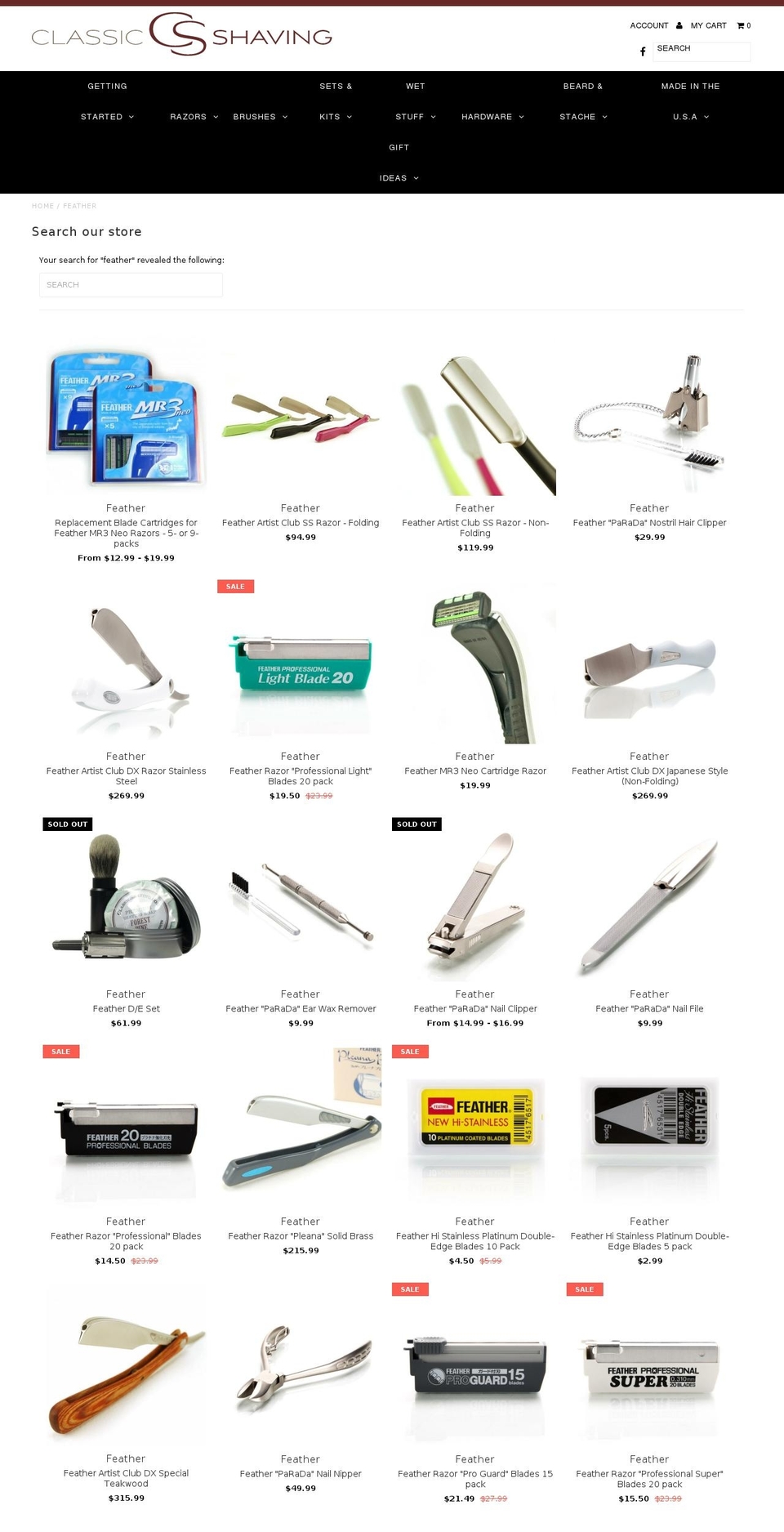 featherrazors.com shopify website screenshot
