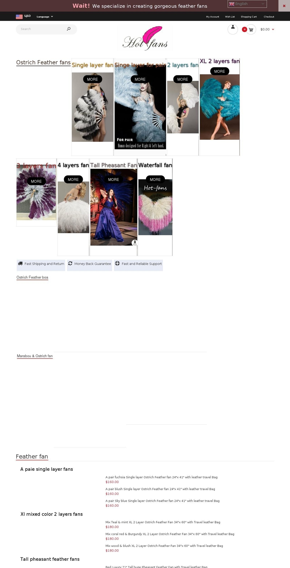 feathersfans.com shopify website screenshot