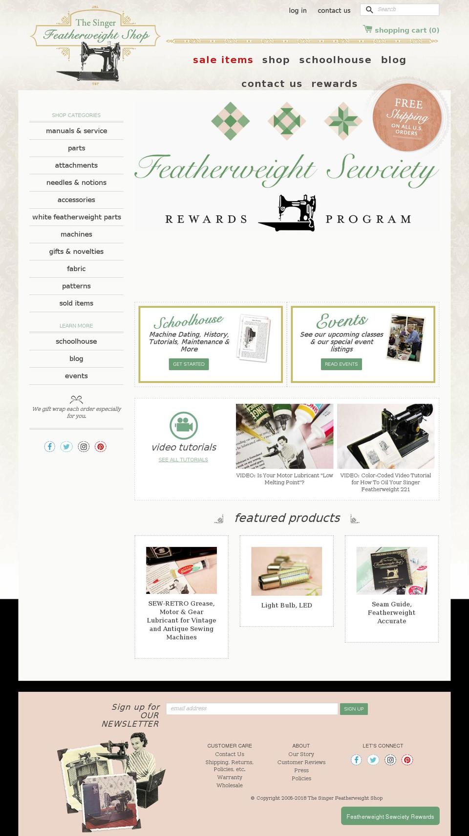 Copy of Featherweight Shop [Plus Un-Blur Share ... Shopify theme site example featherweightsewing.com