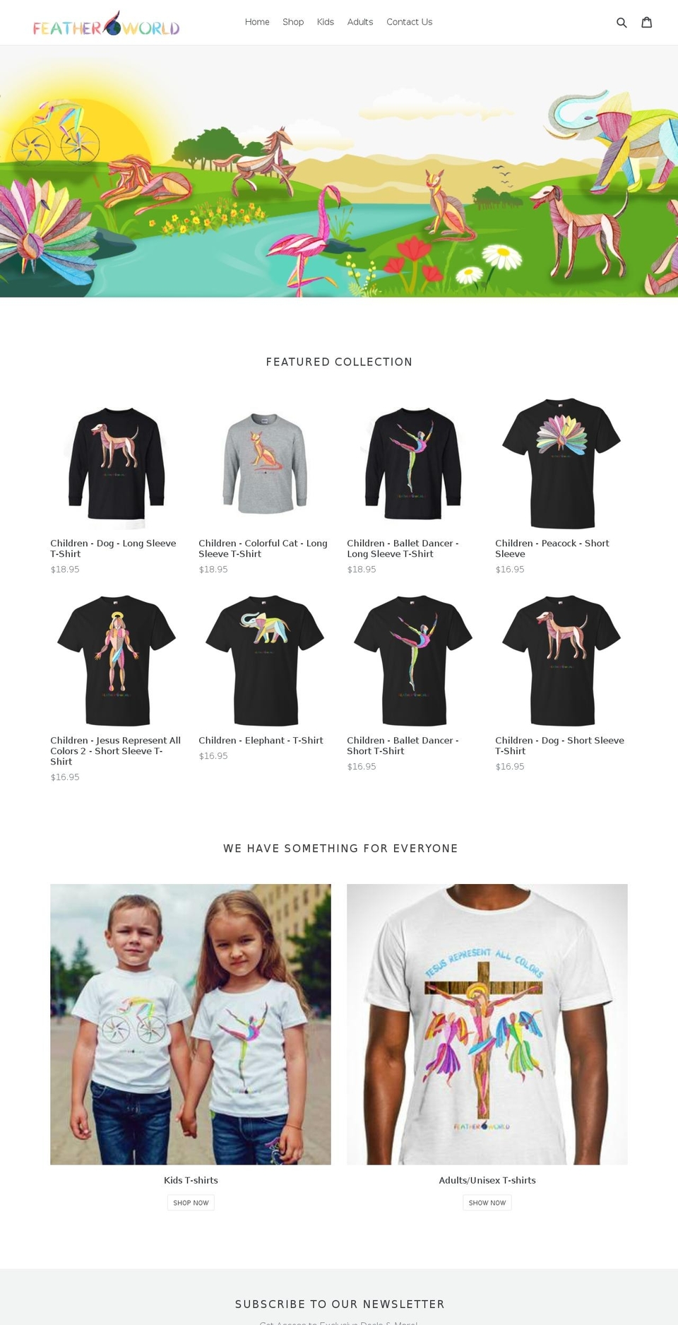 featherworld.com shopify website screenshot
