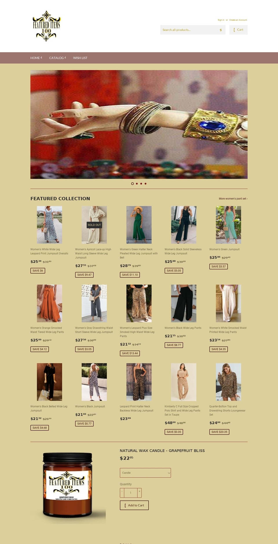 featureditems100.com shopify website screenshot