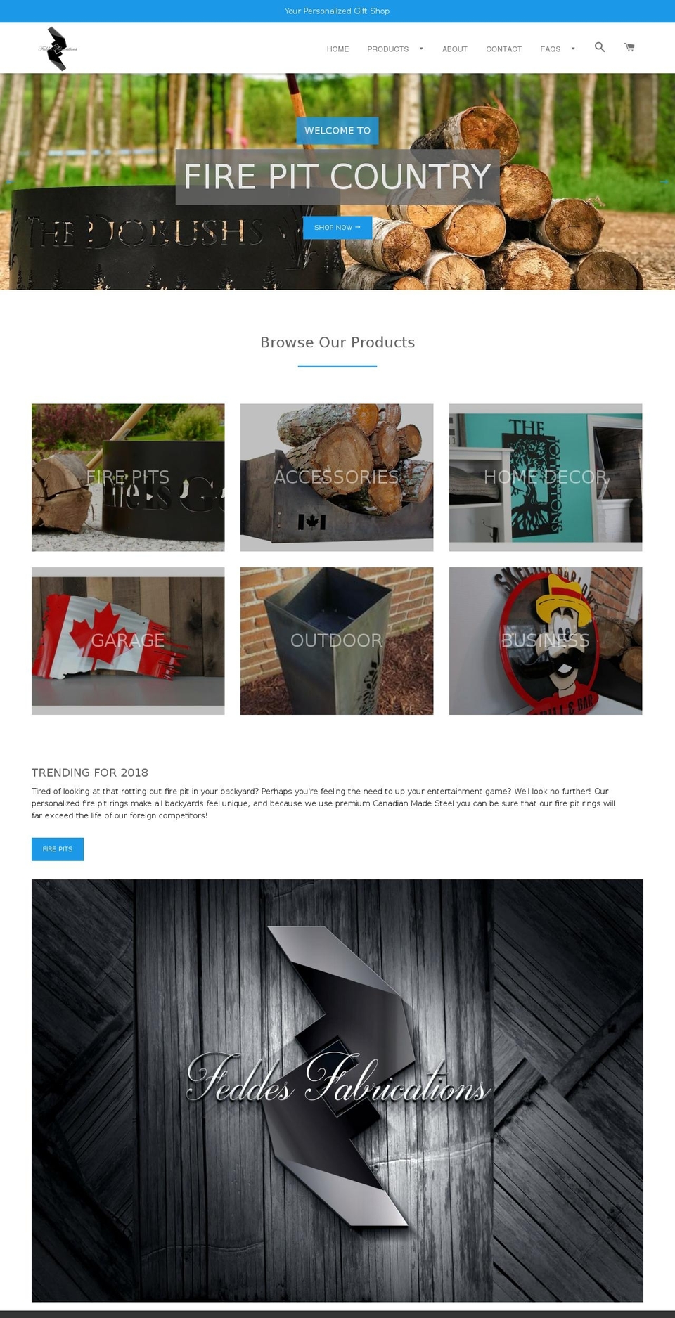 feddesfabrications.com — Shopify storefront screenshot