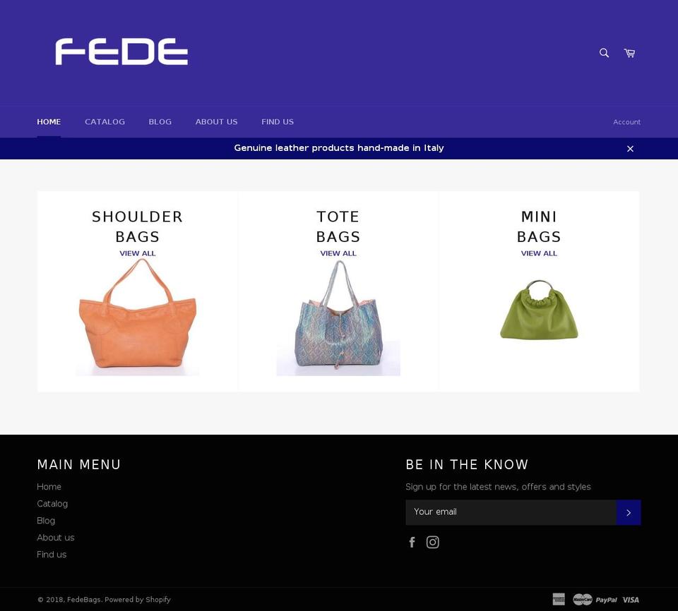 fedebags.com — Shopify storefront screenshot