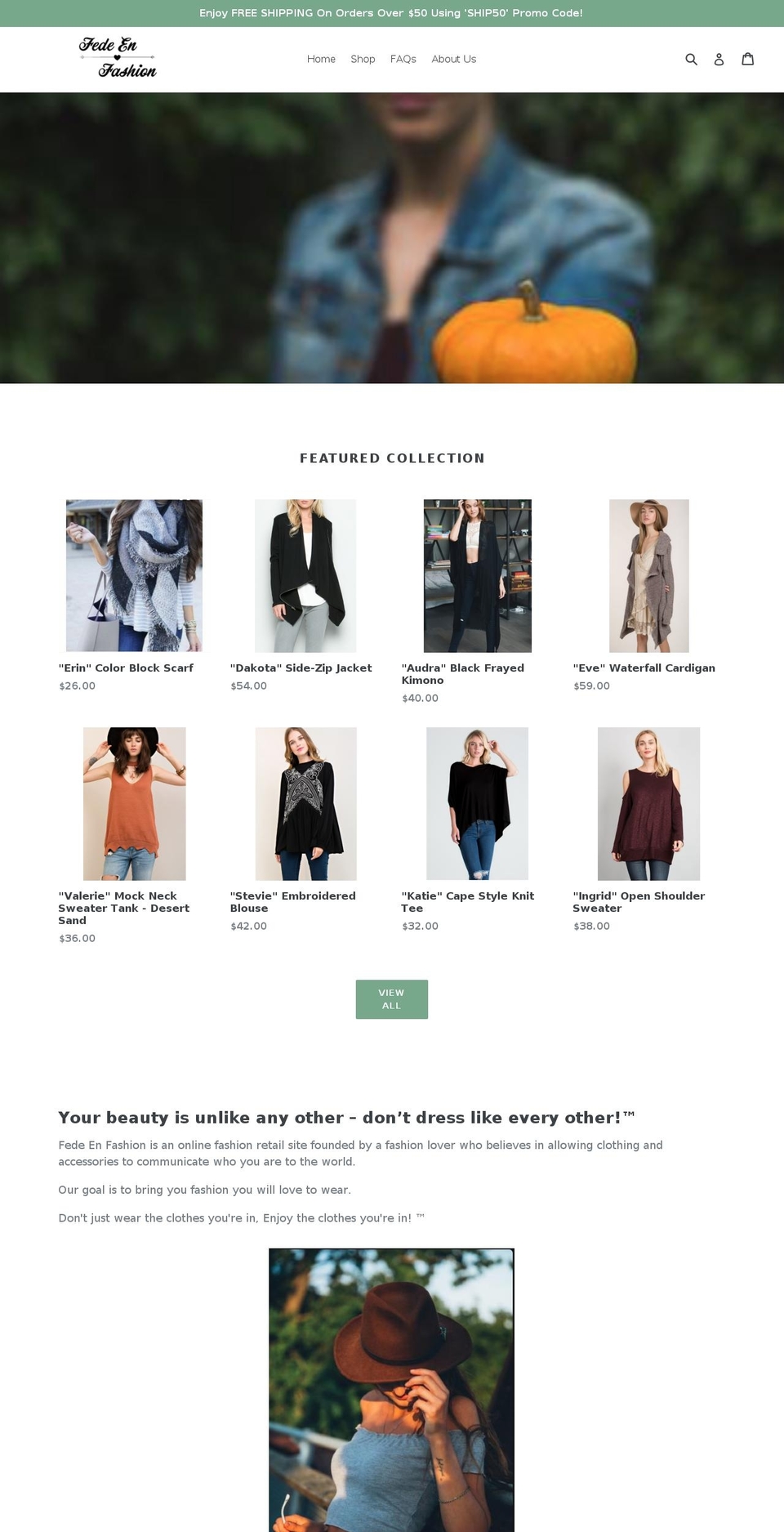 fedeenfashion.com — Shopify storefront screenshot