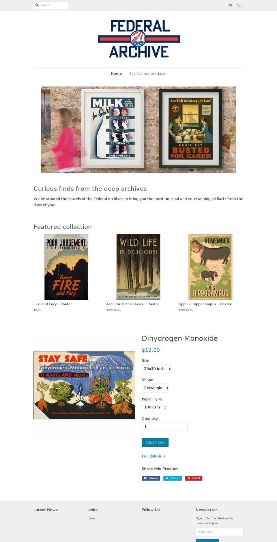 federalarchive.org shopify website screenshot
