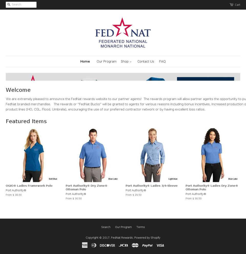 fednatrewards.com shopify website screenshot