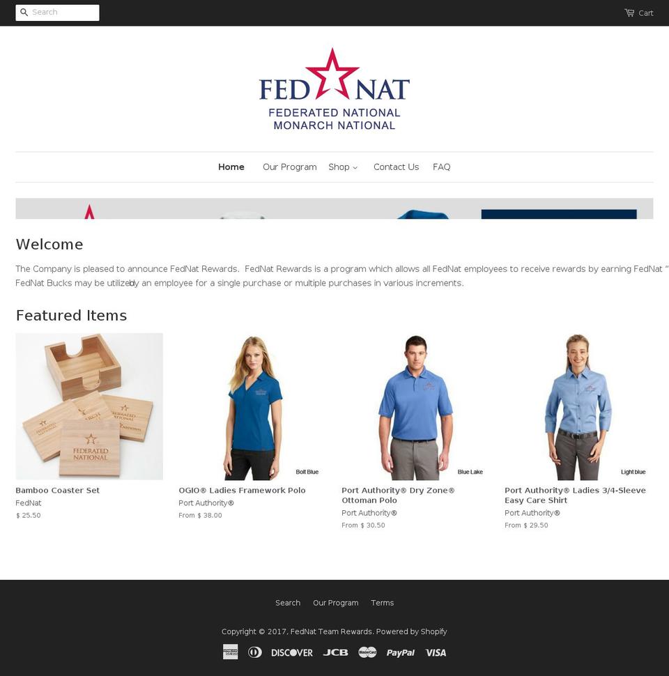 fednatteamrewards.com shopify website screenshot