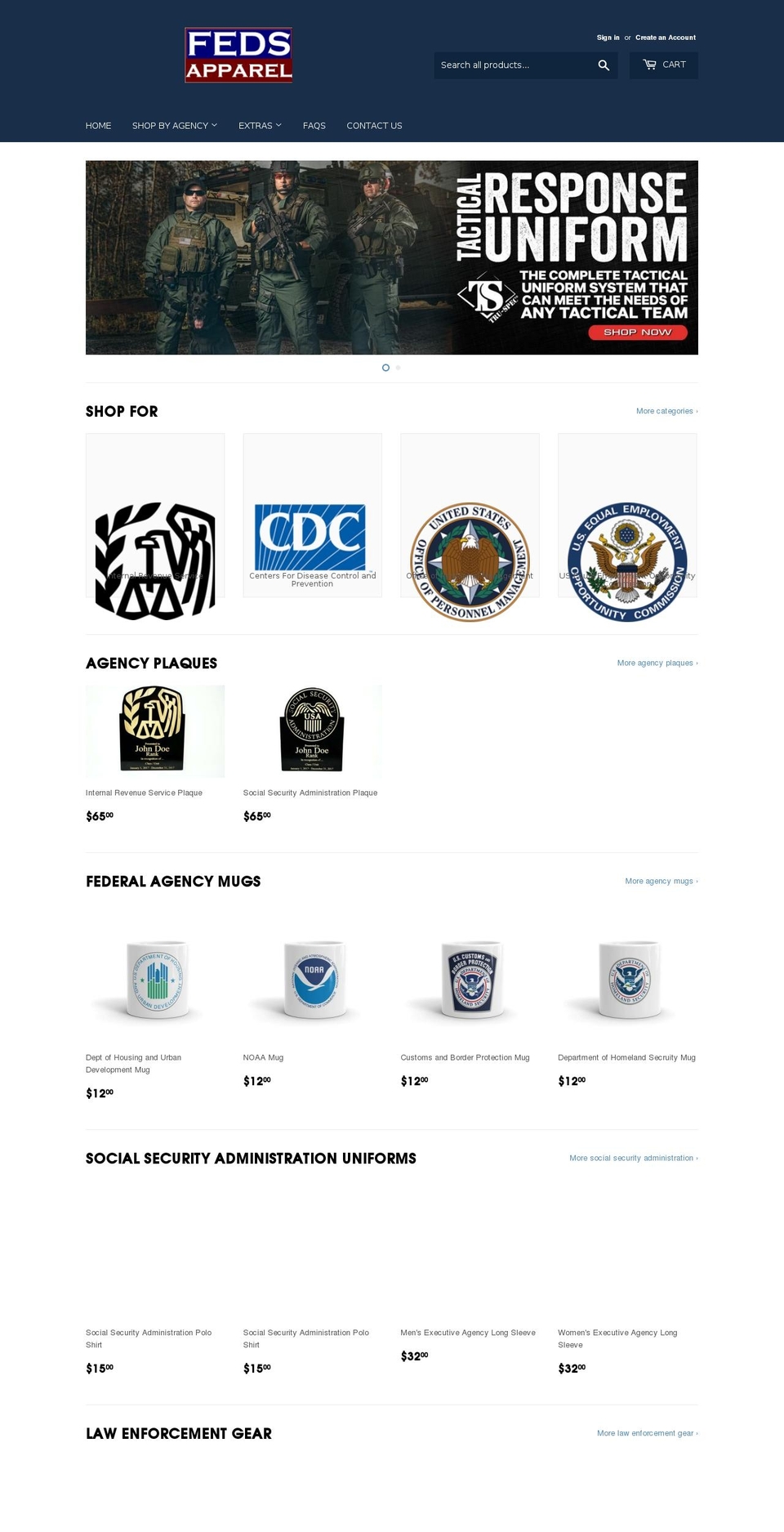 fedsapparel.com shopify website screenshot