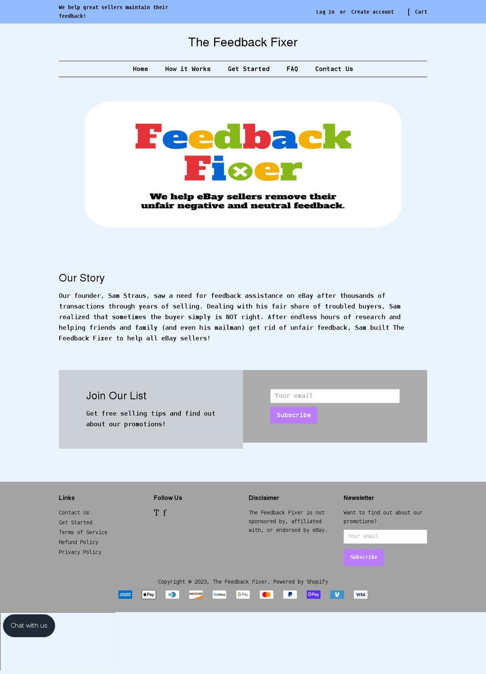 feedbackfixer.com shopify website screenshot