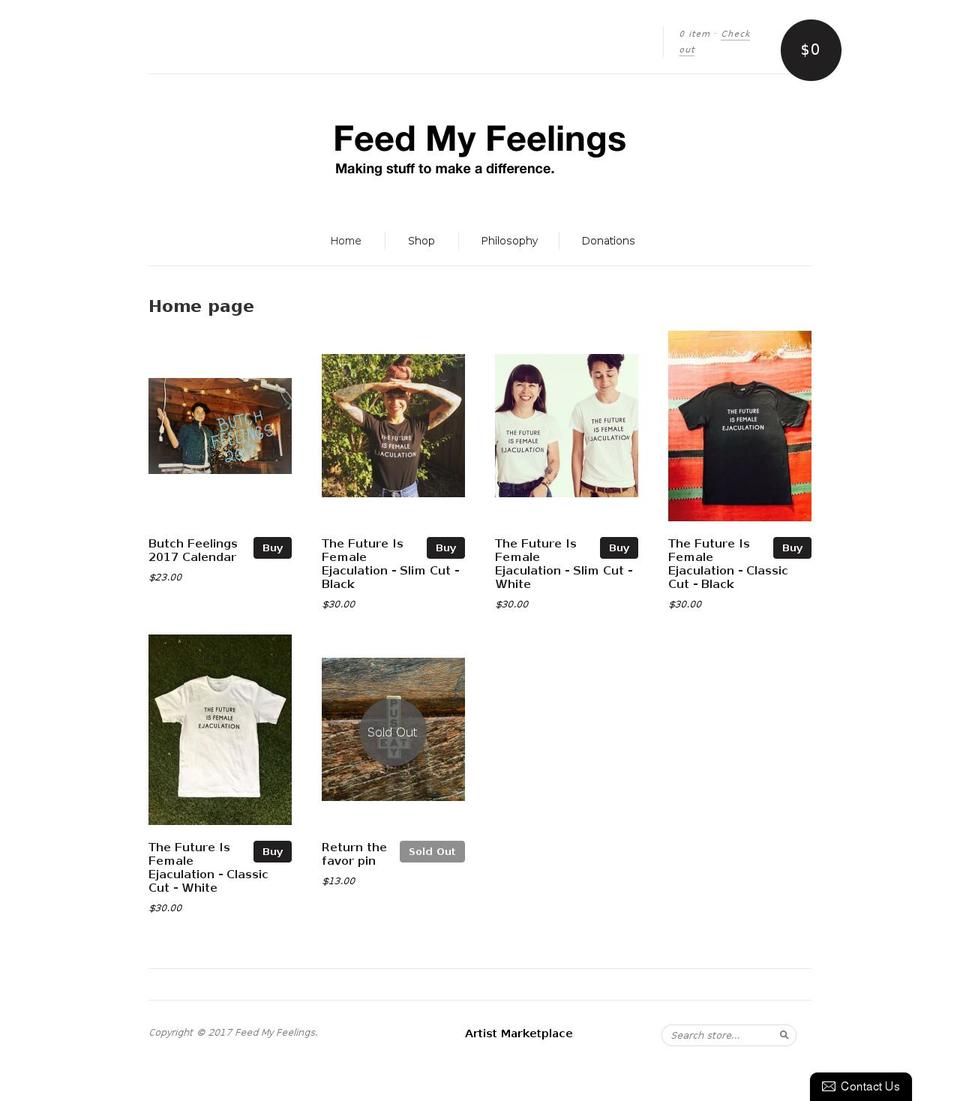 feedmyfeelings.com shopify website screenshot