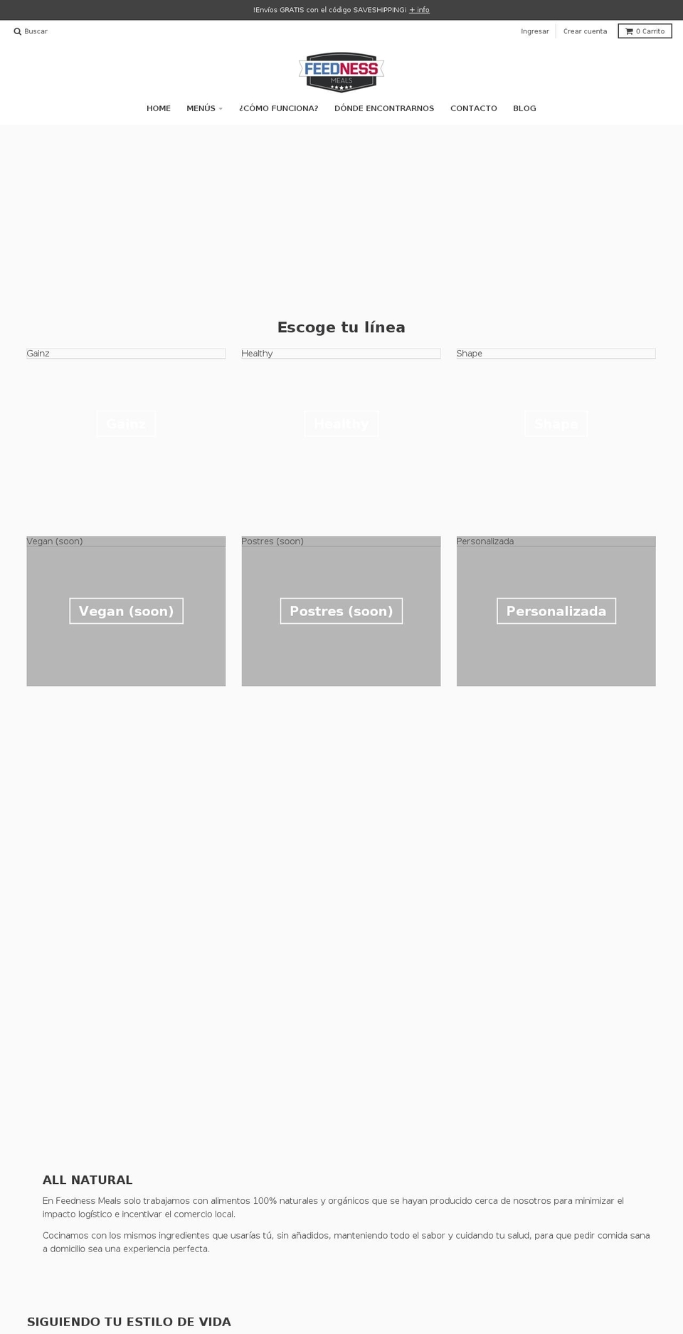 feednessmeals.com — Shopify storefront screenshot