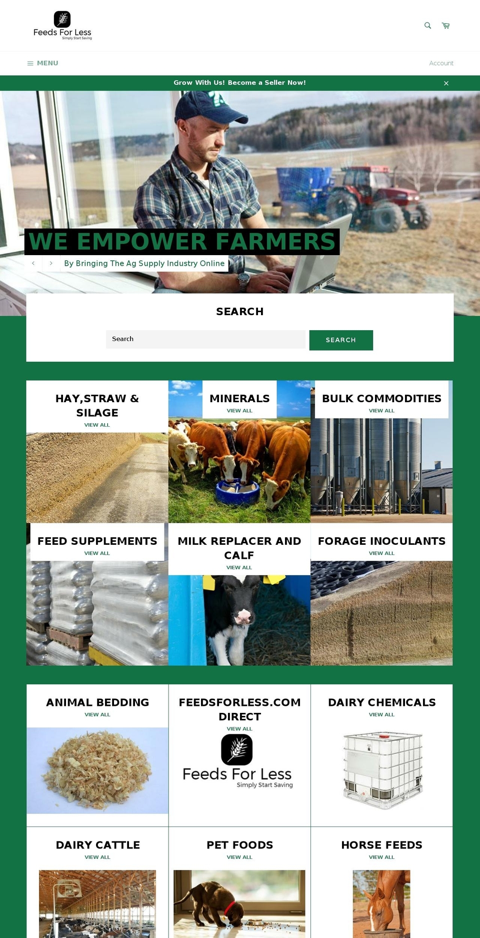 feedsforless.com shopify website screenshot