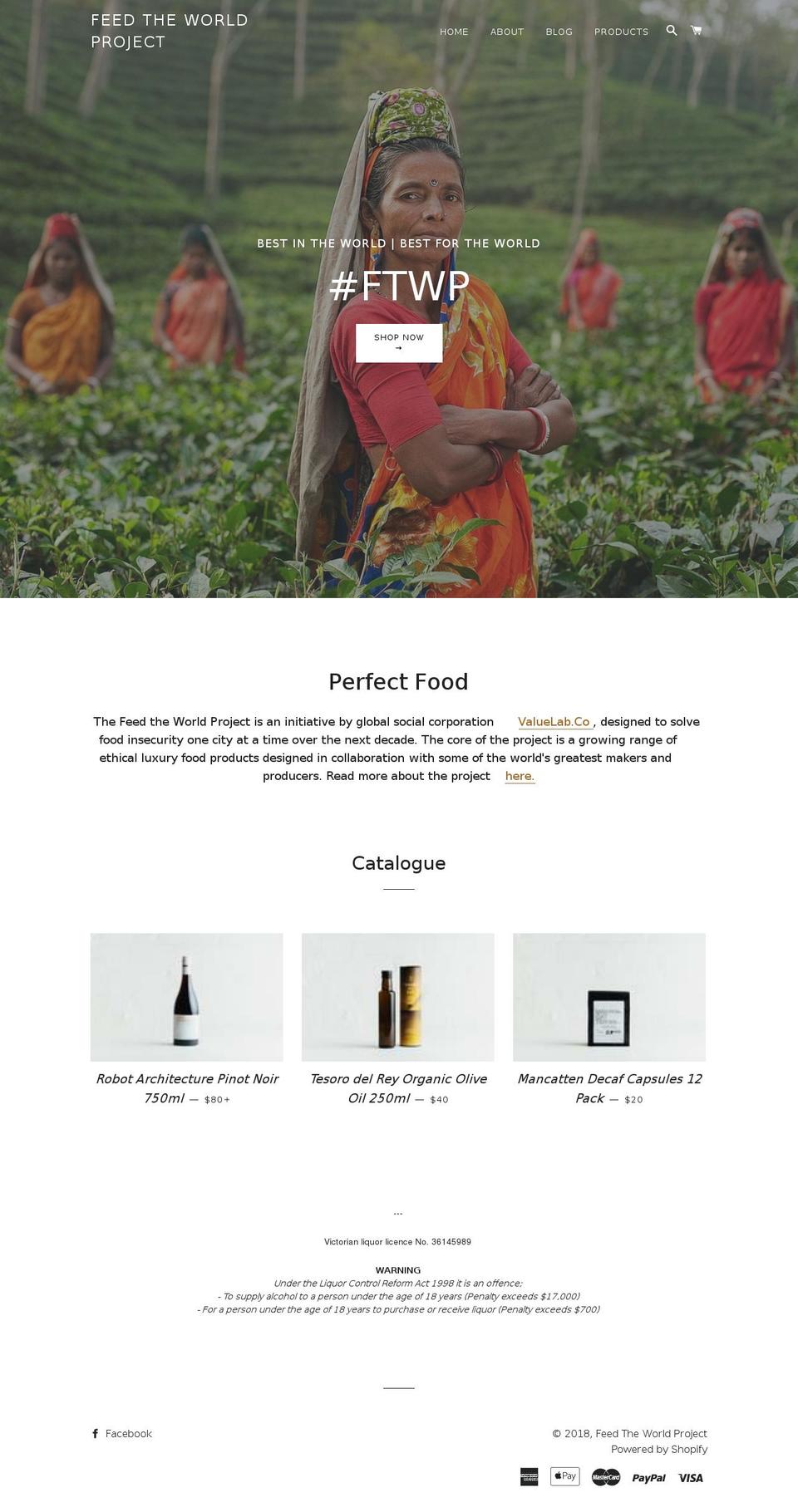 feedtheworldproject.com — Shopify storefront screenshot