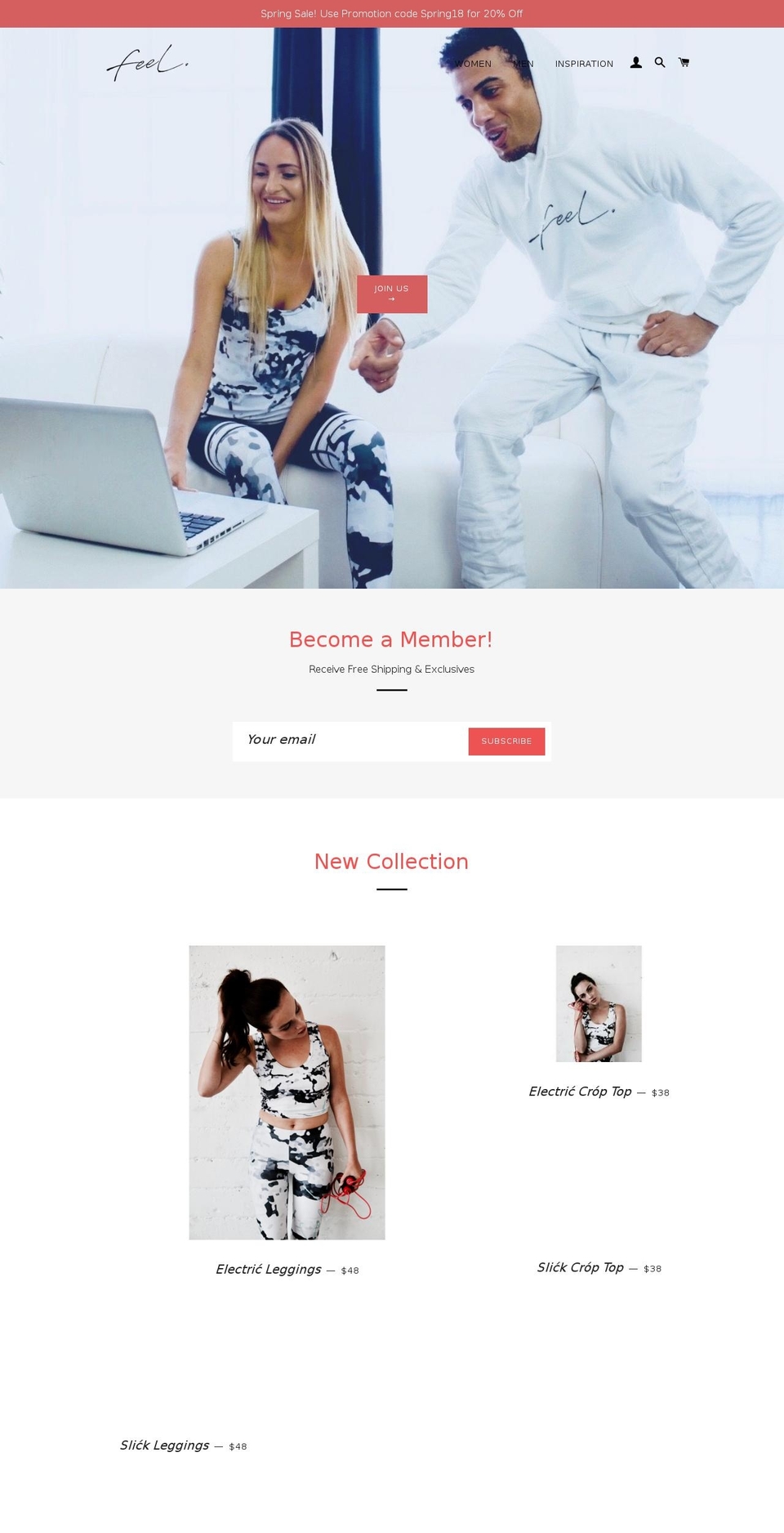 feel.clothing shopify website screenshot