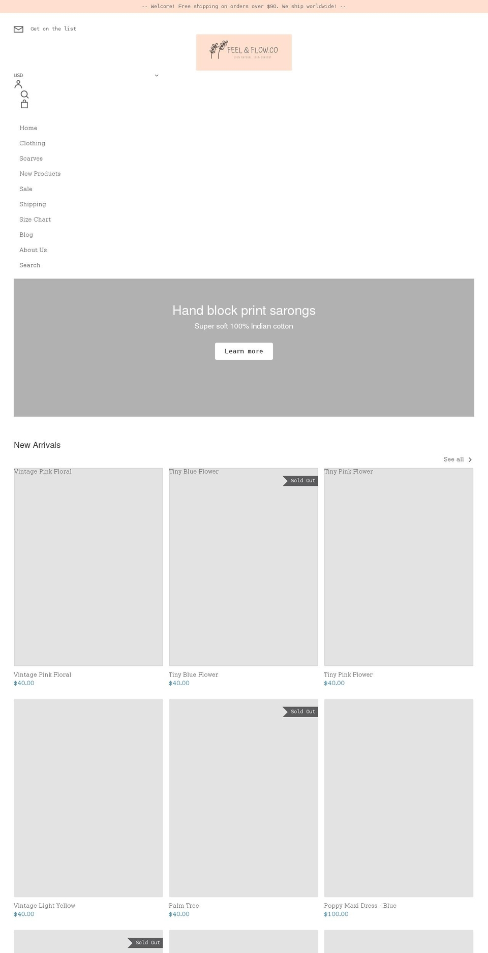 feelandflowco.com shopify website screenshot