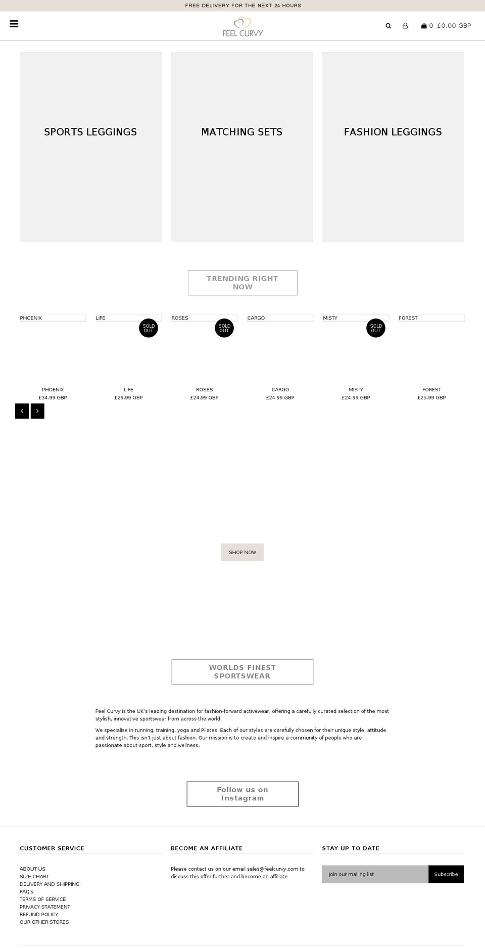 feelcurvy.com — Shopify storefront screenshot