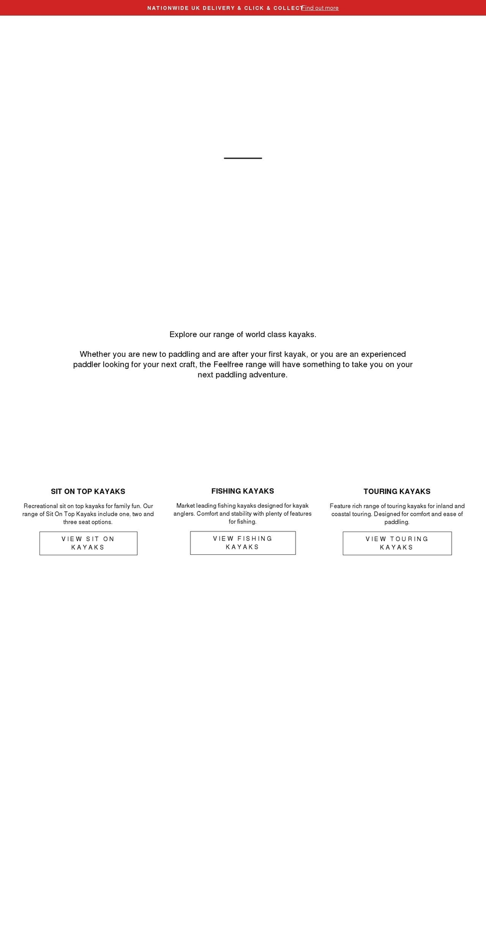 feelfree-kayaks.co.uk shopify website screenshot