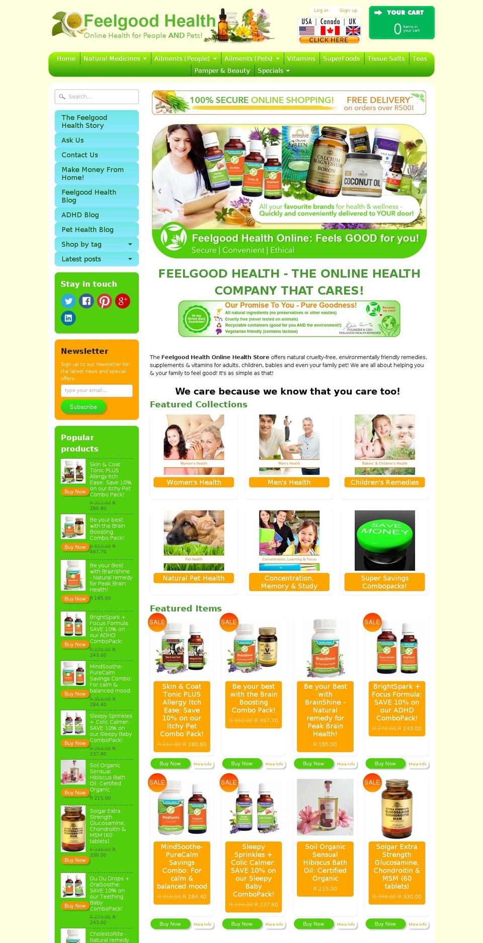 feelgoodhealth.co.za shopify website screenshot