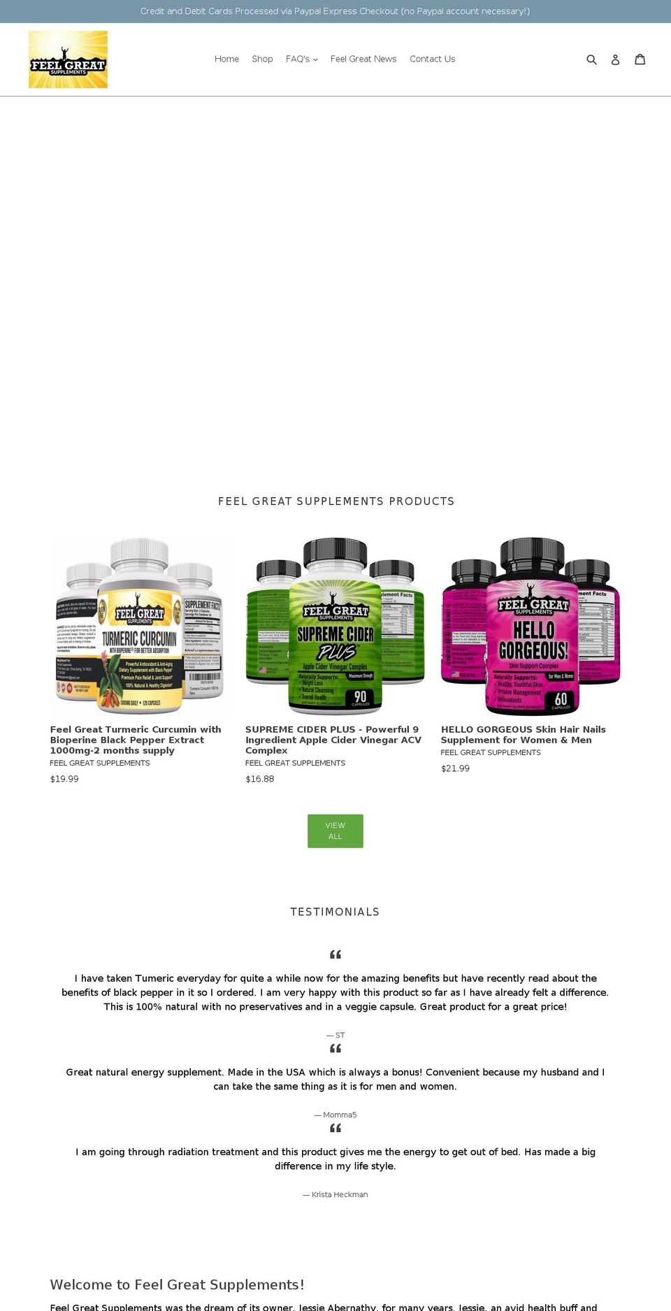 feelgreatsupplements.com — Shopify storefront screenshot