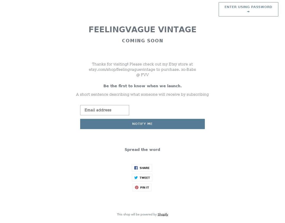 feelingvaguevintage.com shopify website screenshot