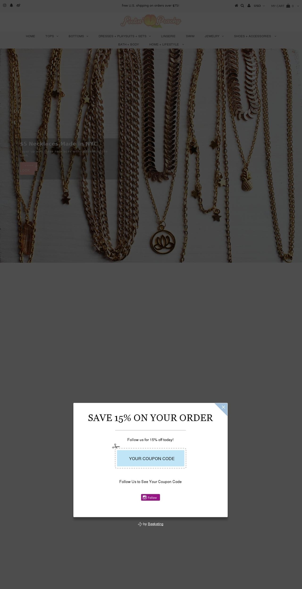 feelinpeachy.com shopify website screenshot