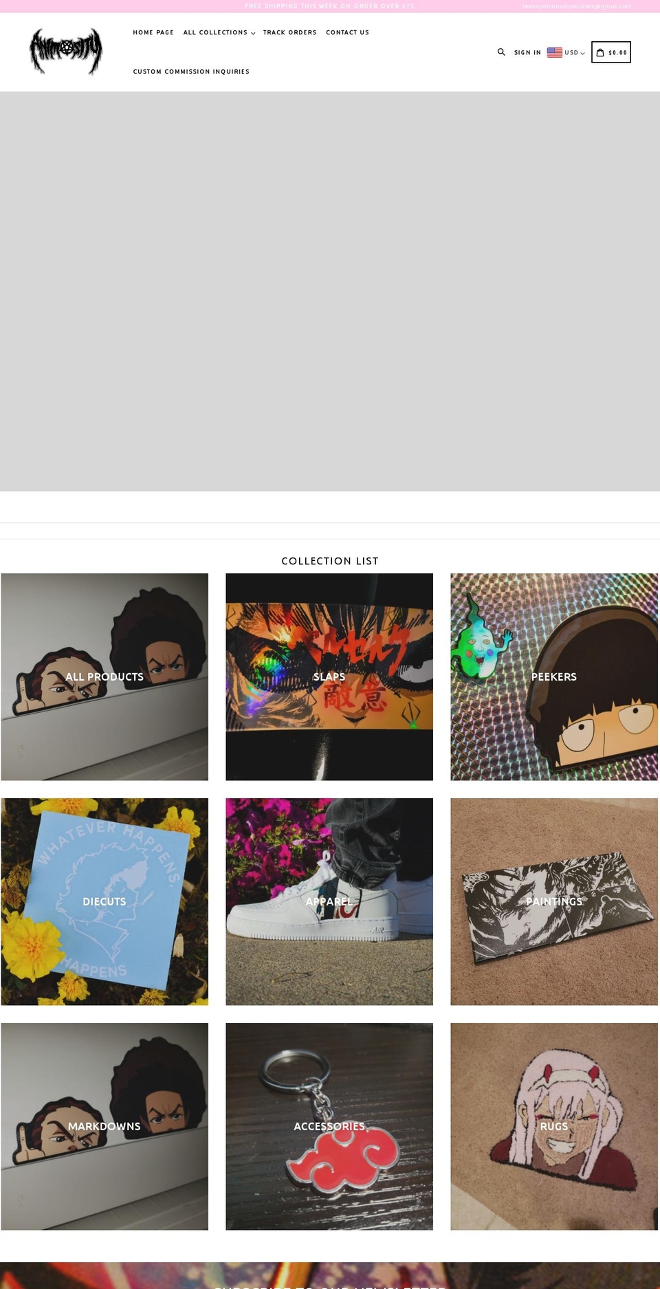 feelmyanimosity.com shopify website screenshot