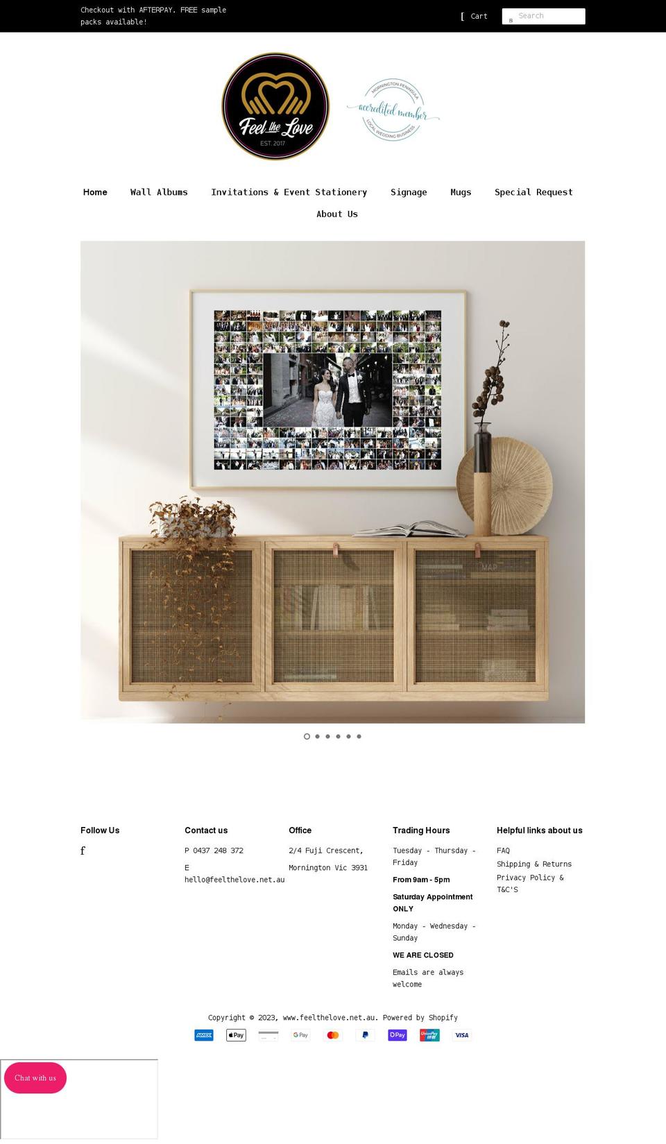 feelthelove.net.au shopify website screenshot