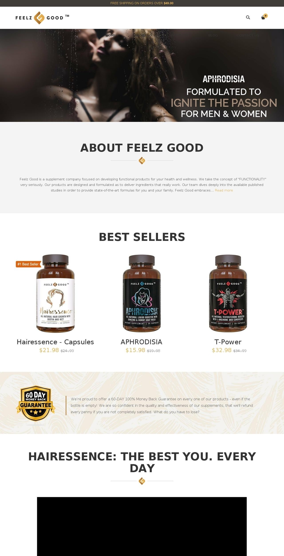 feelzgood.com shopify website screenshot