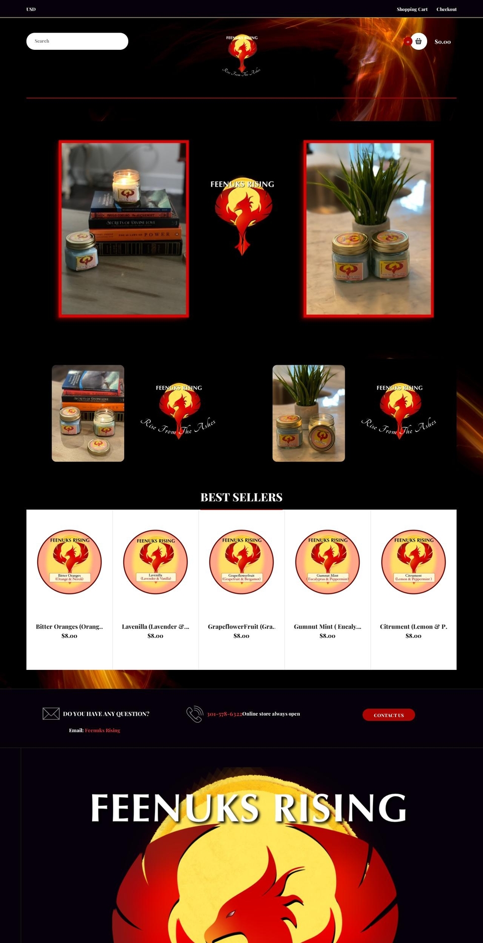 feenuksrising.com shopify website screenshot