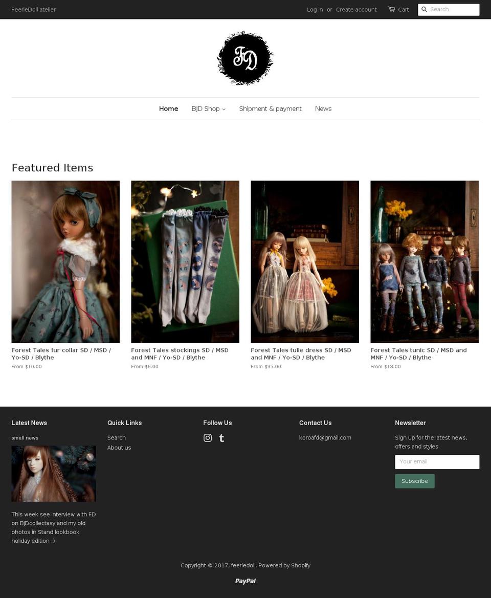 feeriedoll.com shopify website screenshot