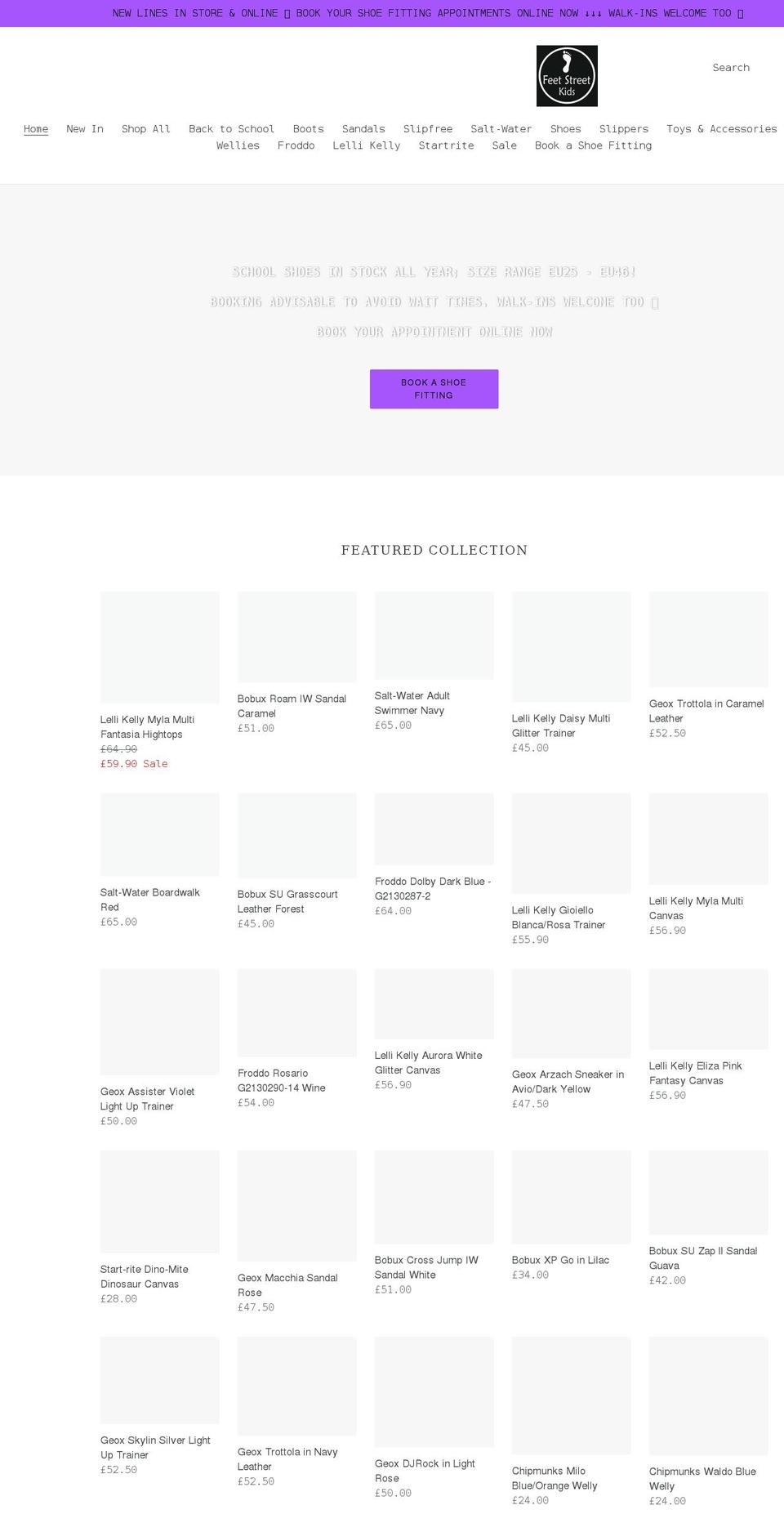 feetstreetkids.co.uk shopify website screenshot