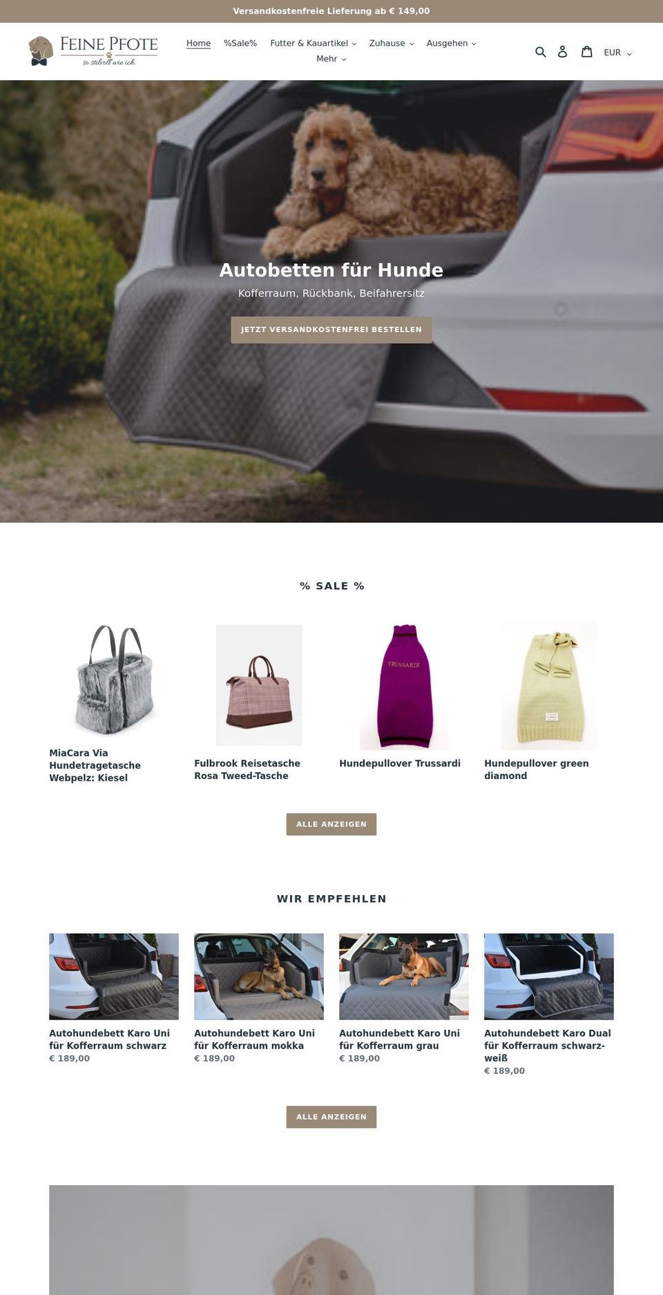 feine-pfote.at shopify website screenshot