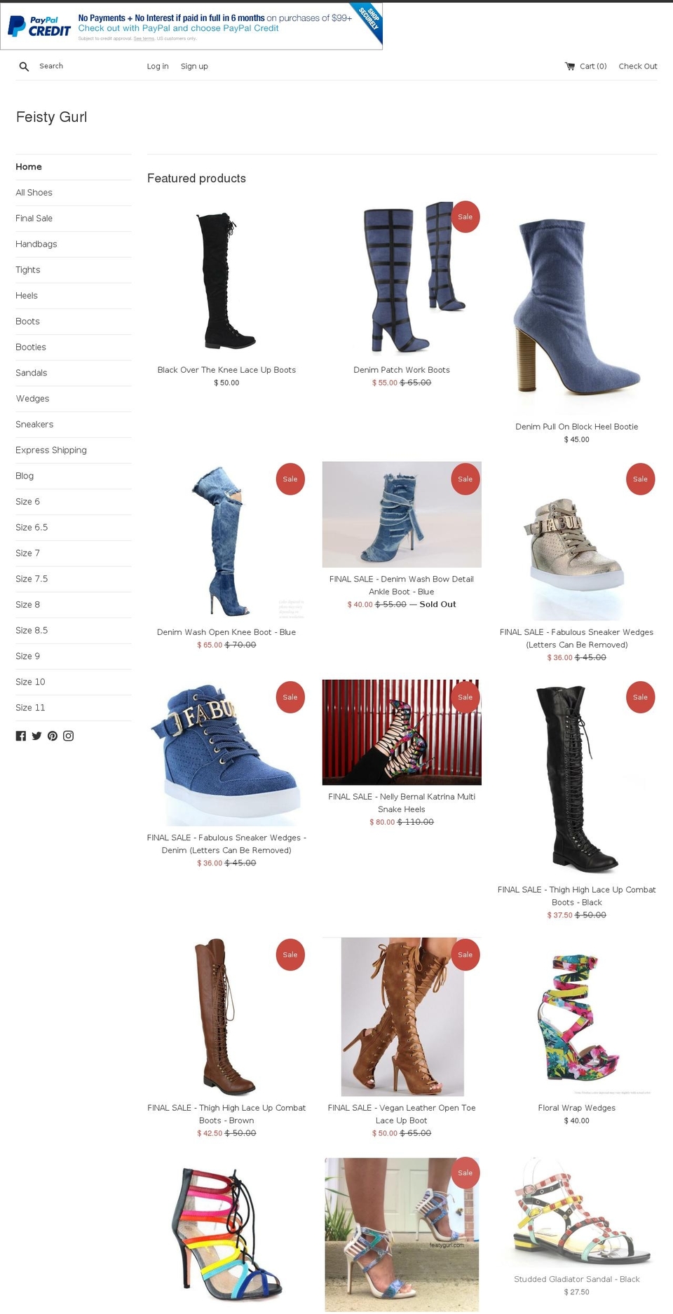 feistygurl.com shopify website screenshot