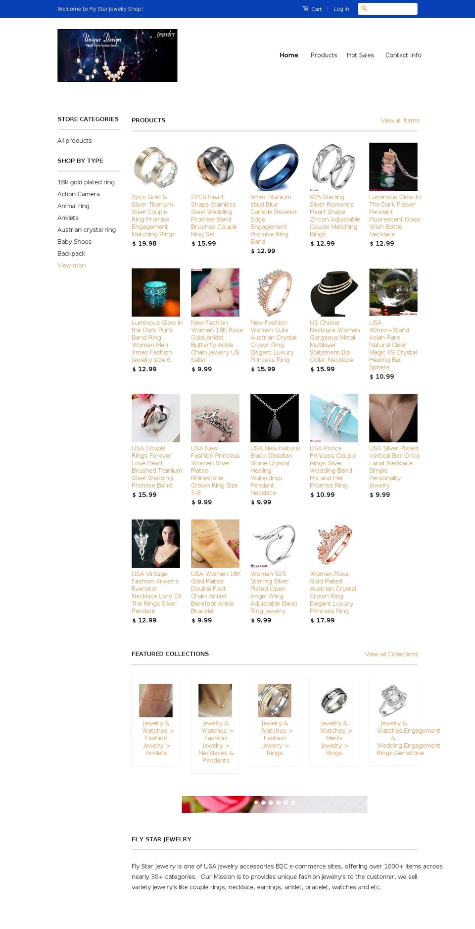 feixingjewelry.com shopify website screenshot