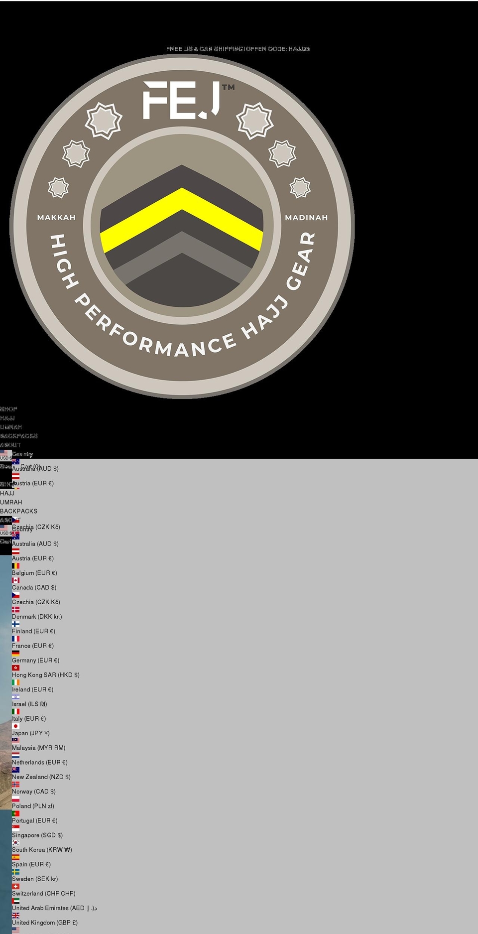 fejgear.com shopify website screenshot