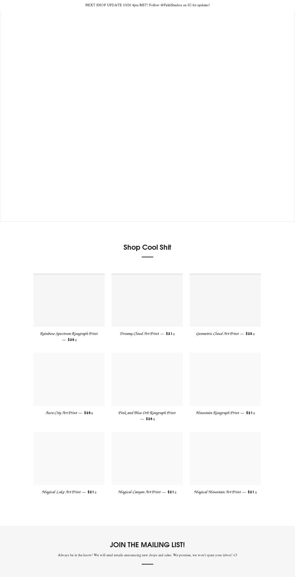 feldistudios.com shopify website screenshot