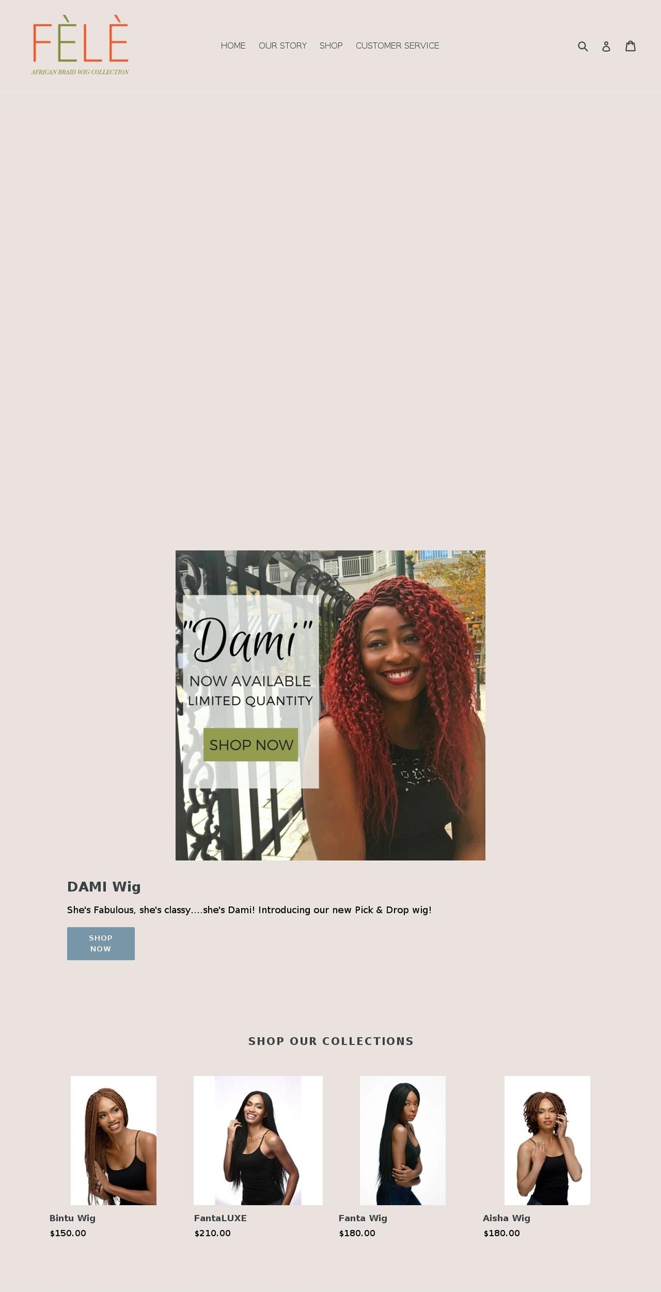felebraidwigs.com — Shopify storefront screenshot