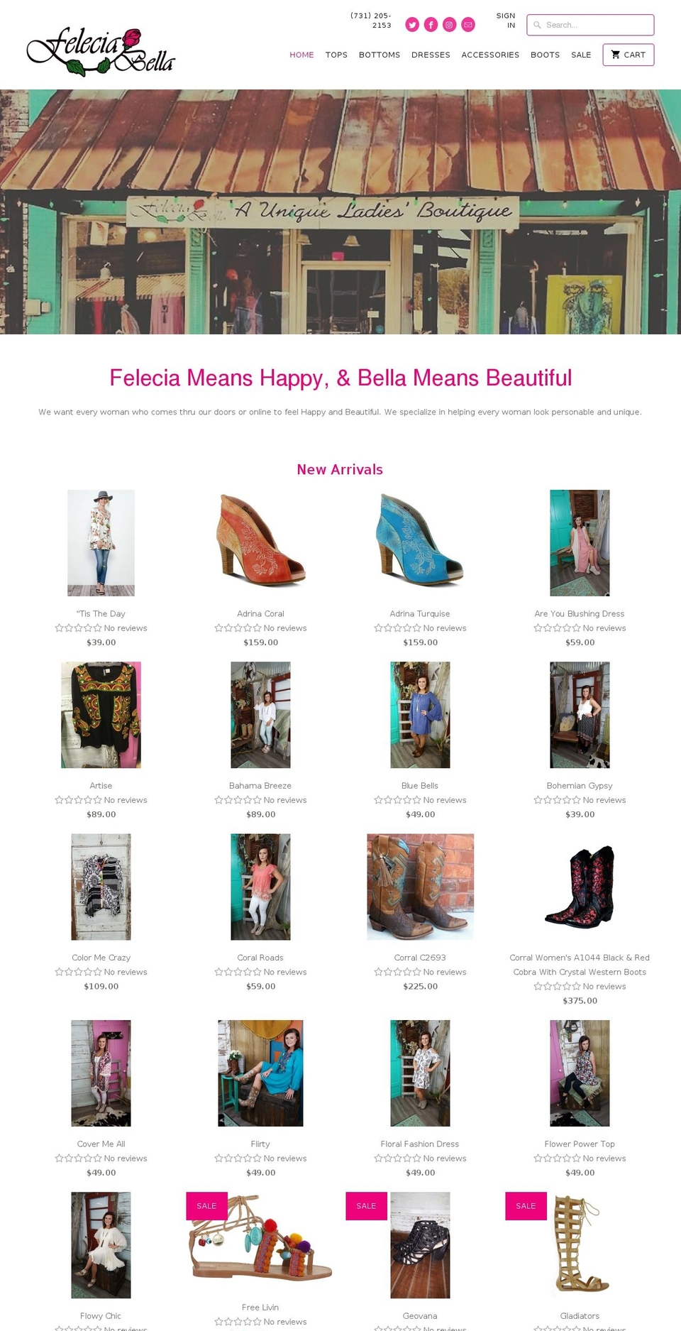 feleciabella.com shopify website screenshot
