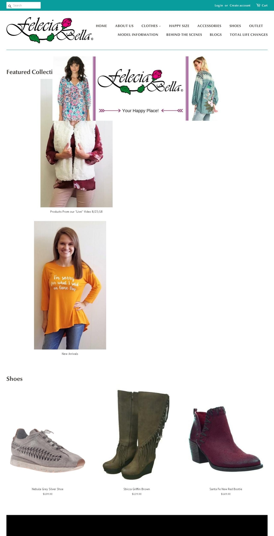 feleciabellascloset.com — Shopify storefront screenshot