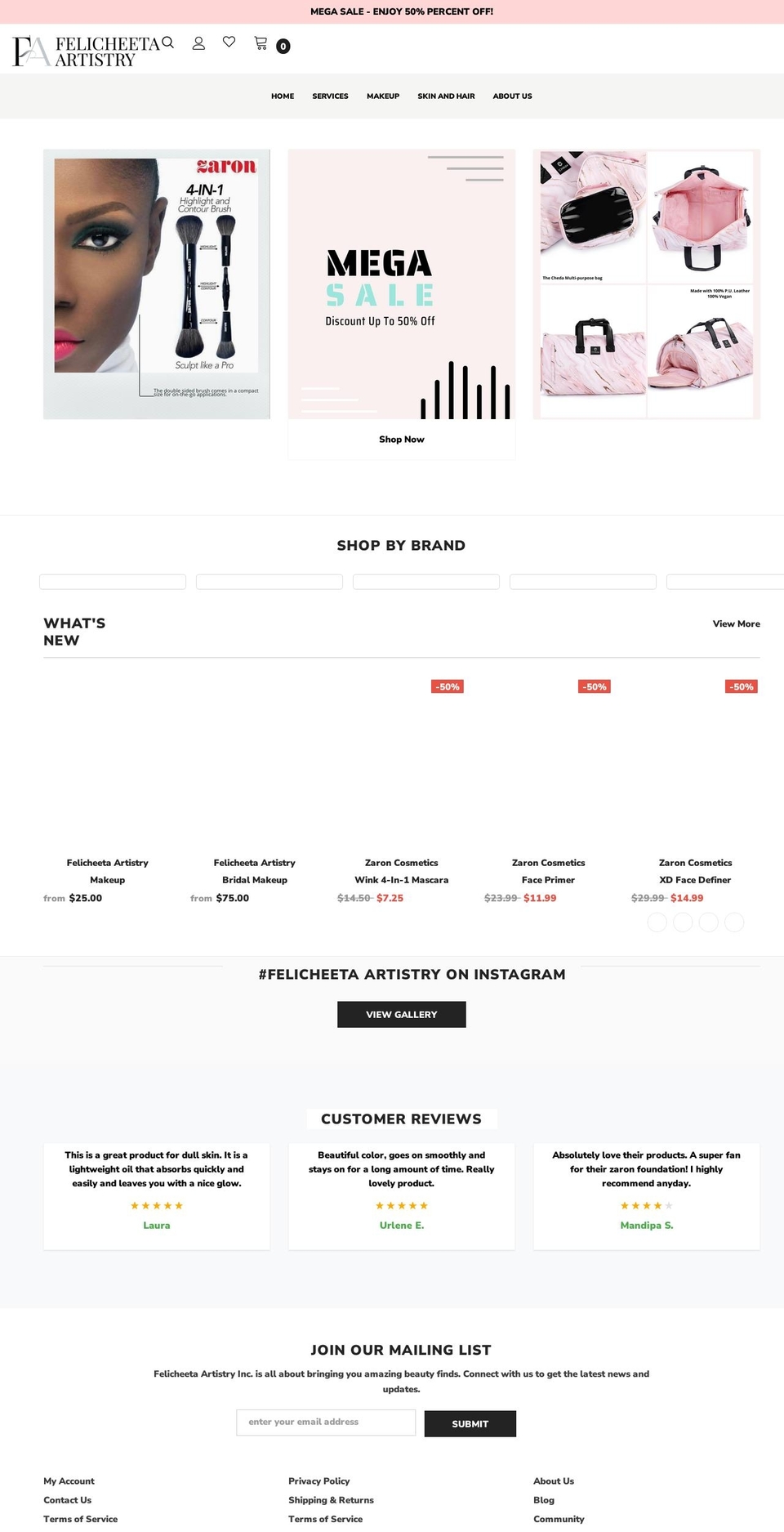 felicheetaartistry.com shopify website screenshot