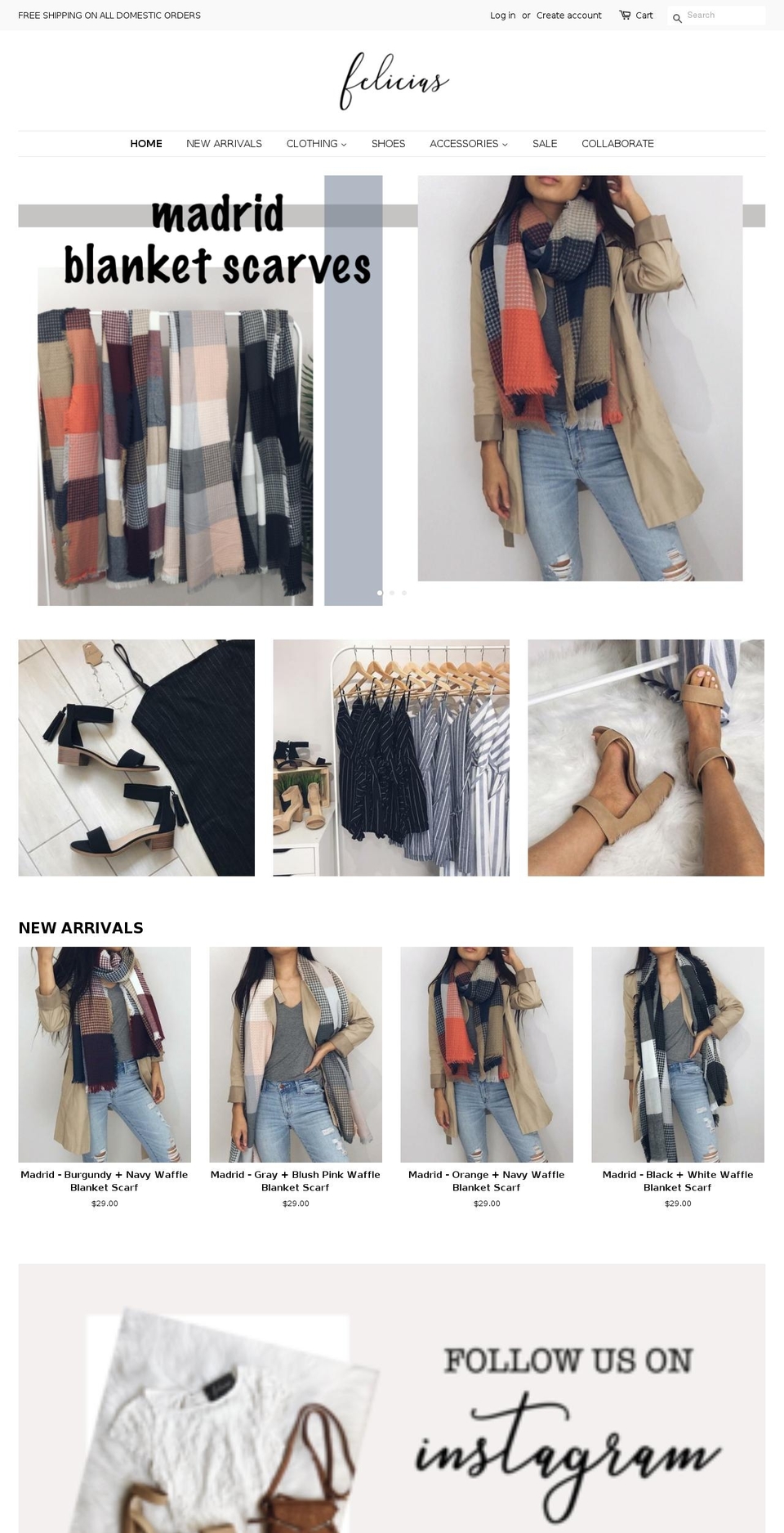 feliciascollection.com — Shopify storefront screenshot