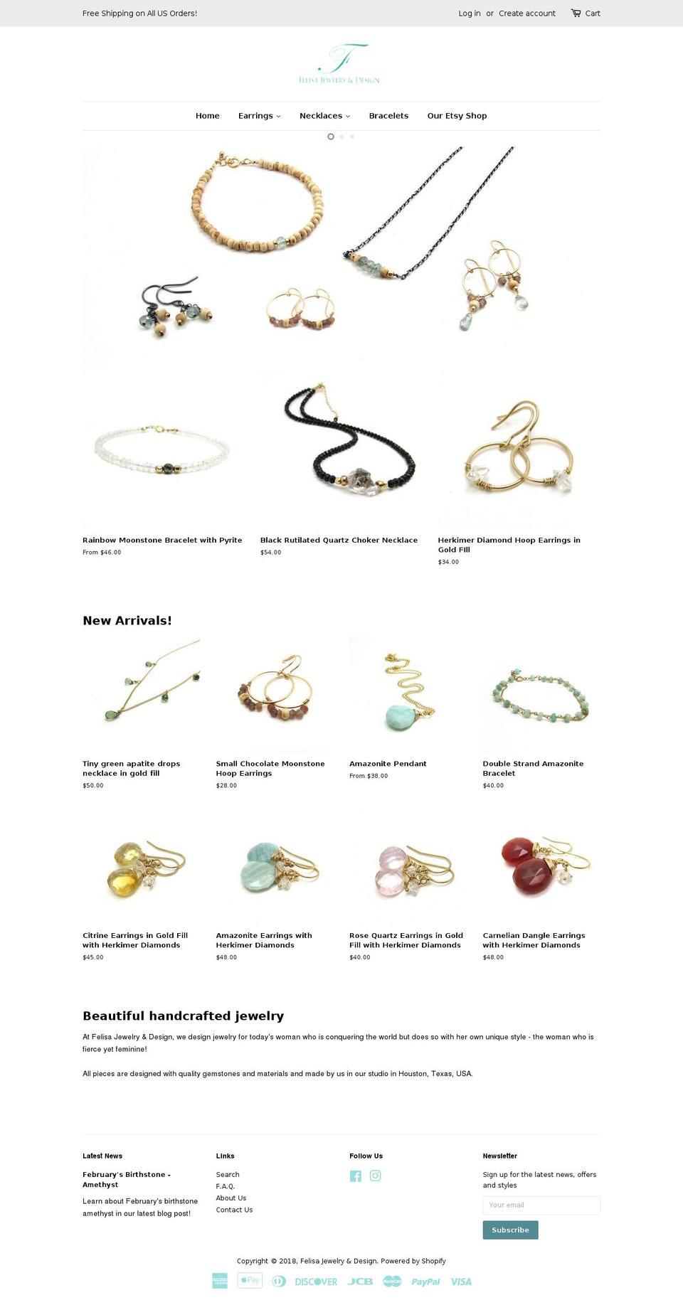 felisajewelry.com — Shopify storefront screenshot