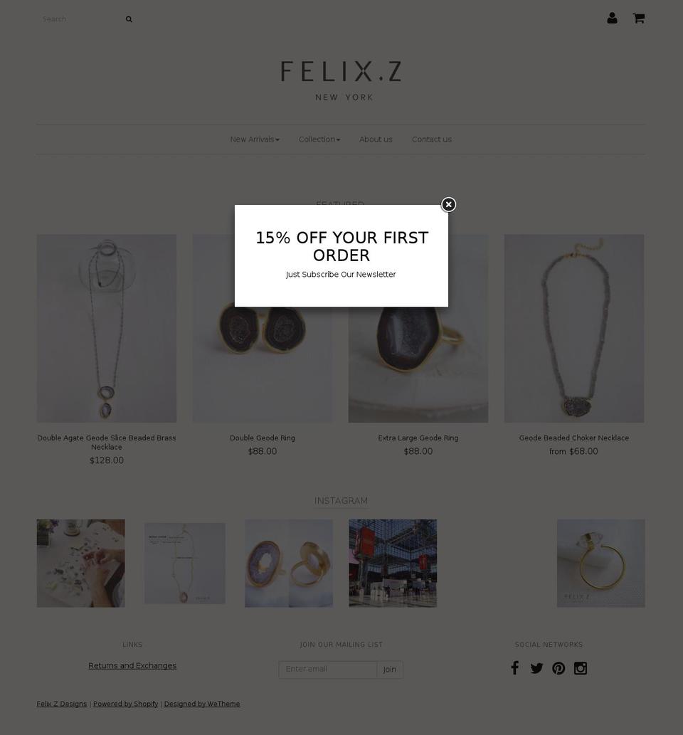 felixz.com shopify website screenshot