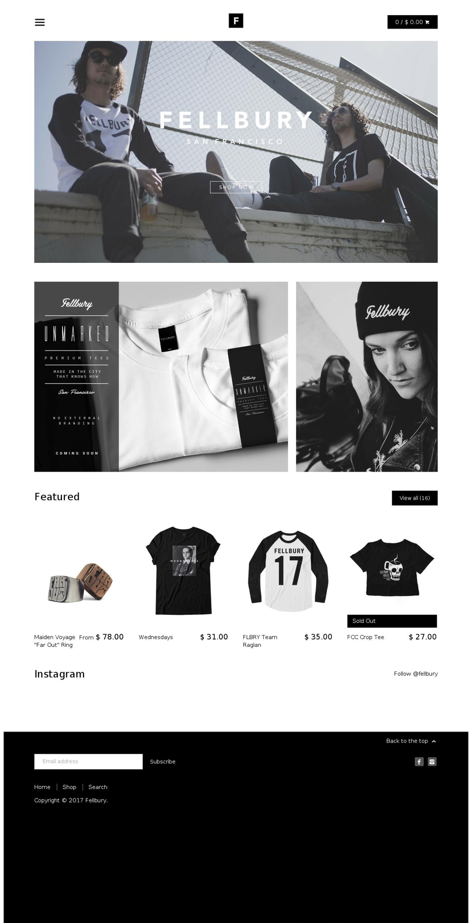 fellbury.com shopify website screenshot