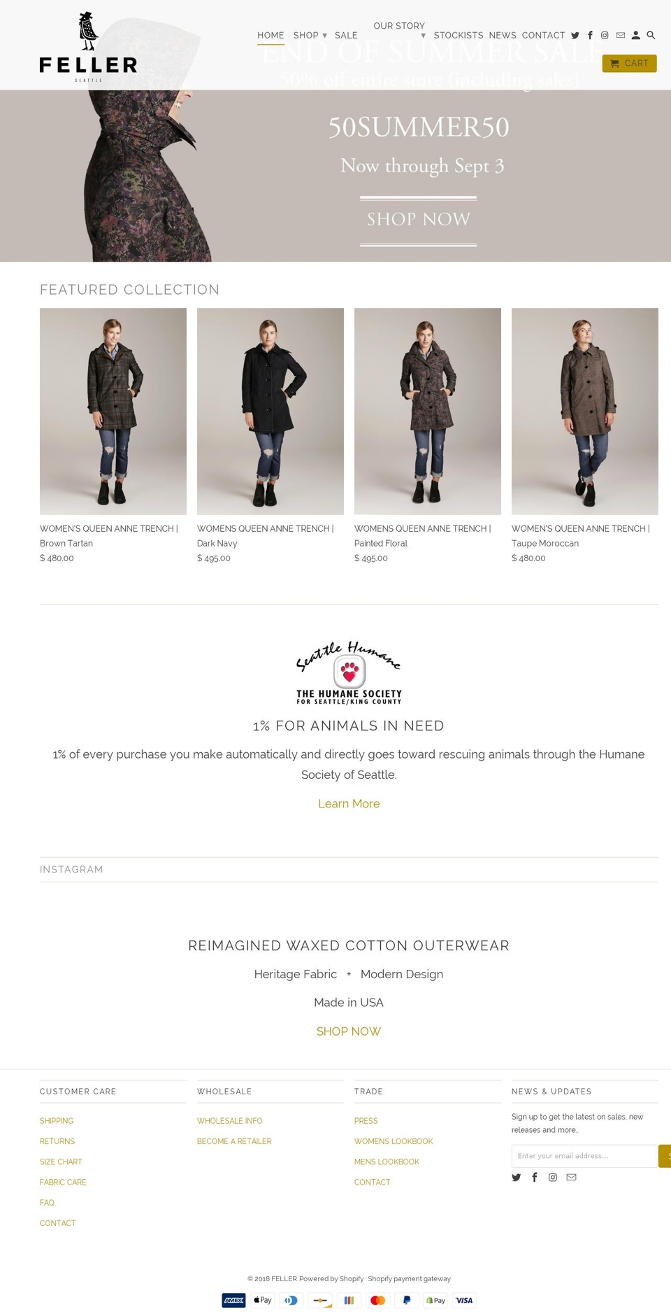 fellerbrand.com — Shopify storefront screenshot