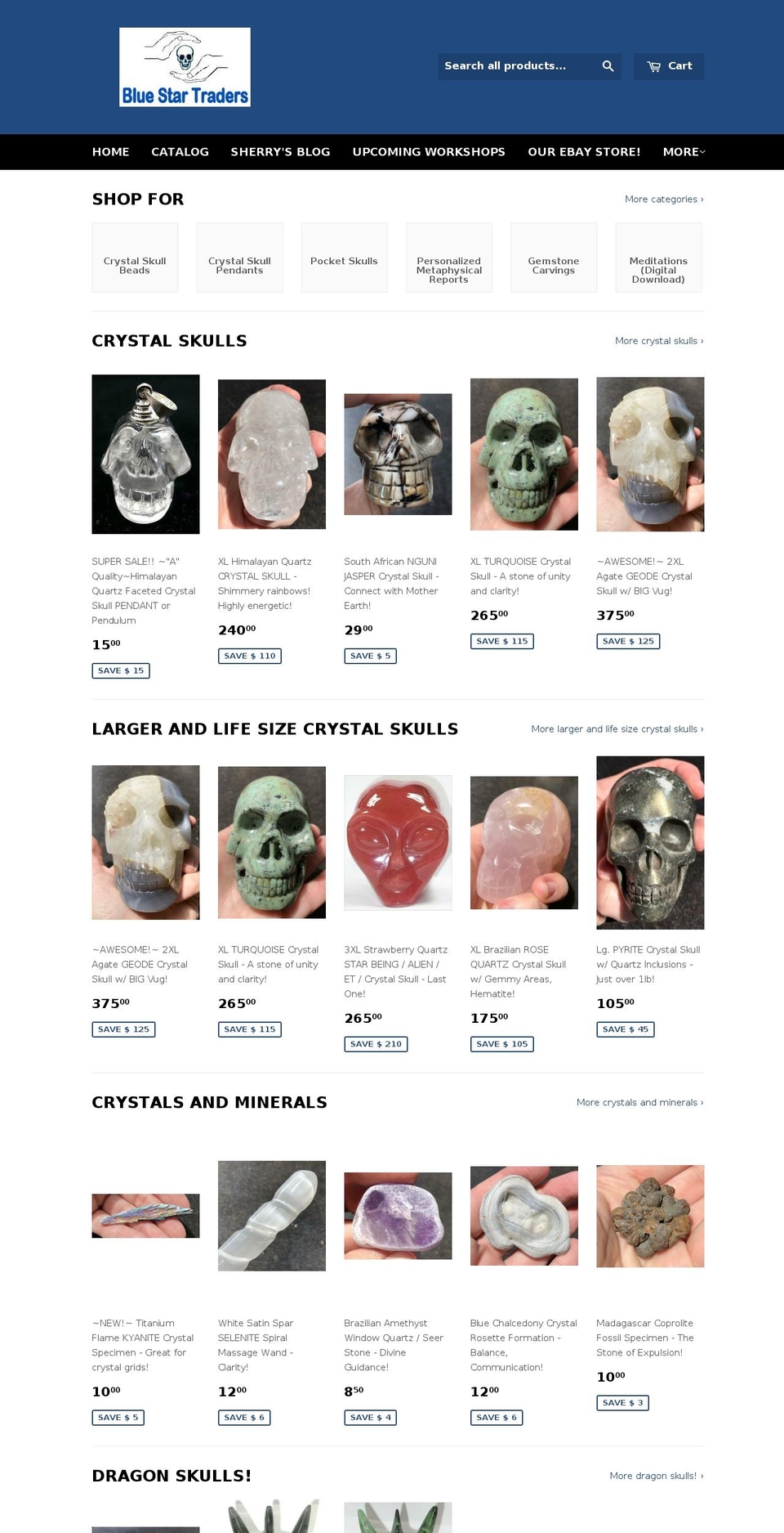 fellowshipofthecrystalskulls.net shopify website screenshot