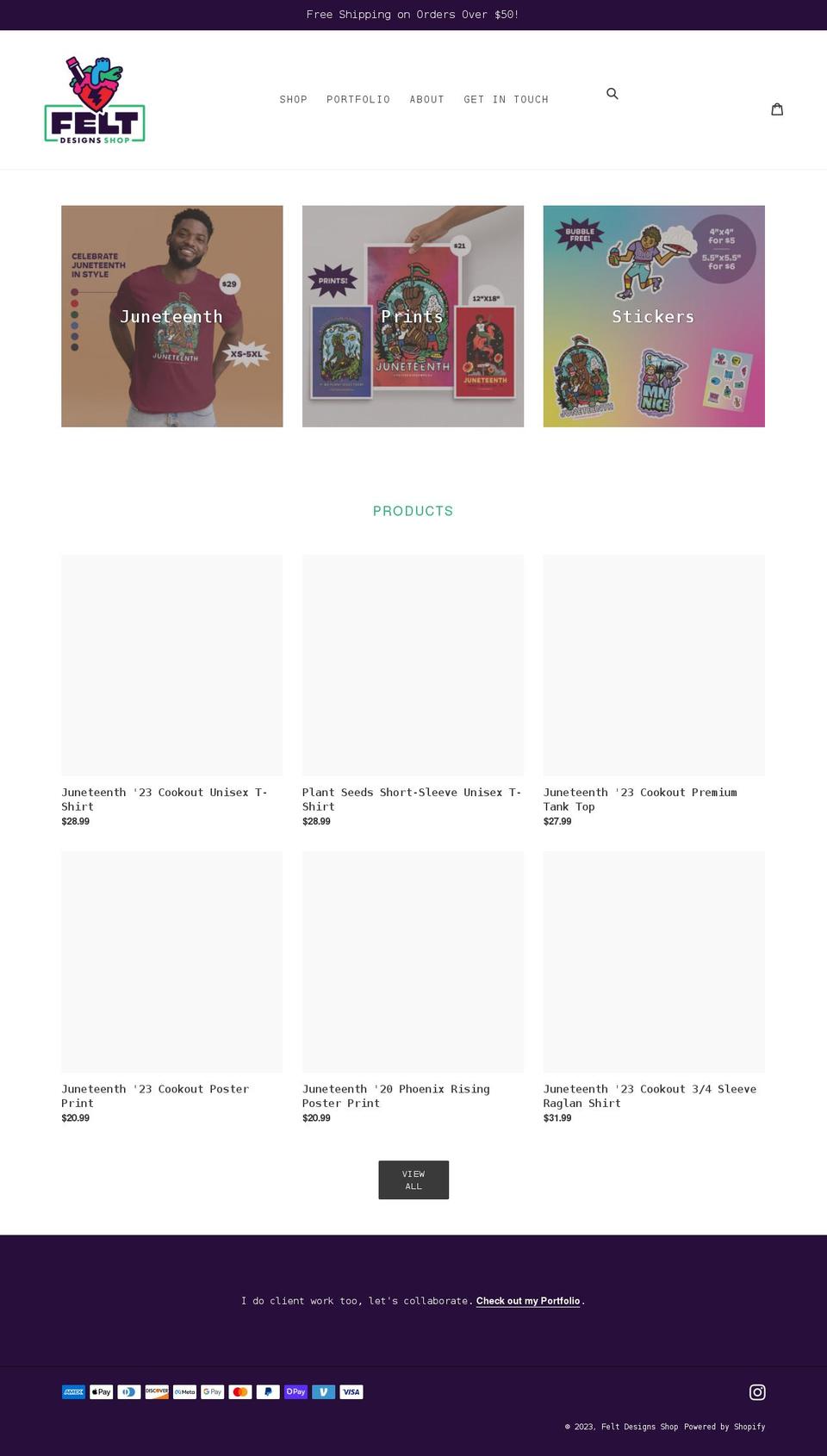 felt-designs-shop.myshopify.com shopify website screenshot