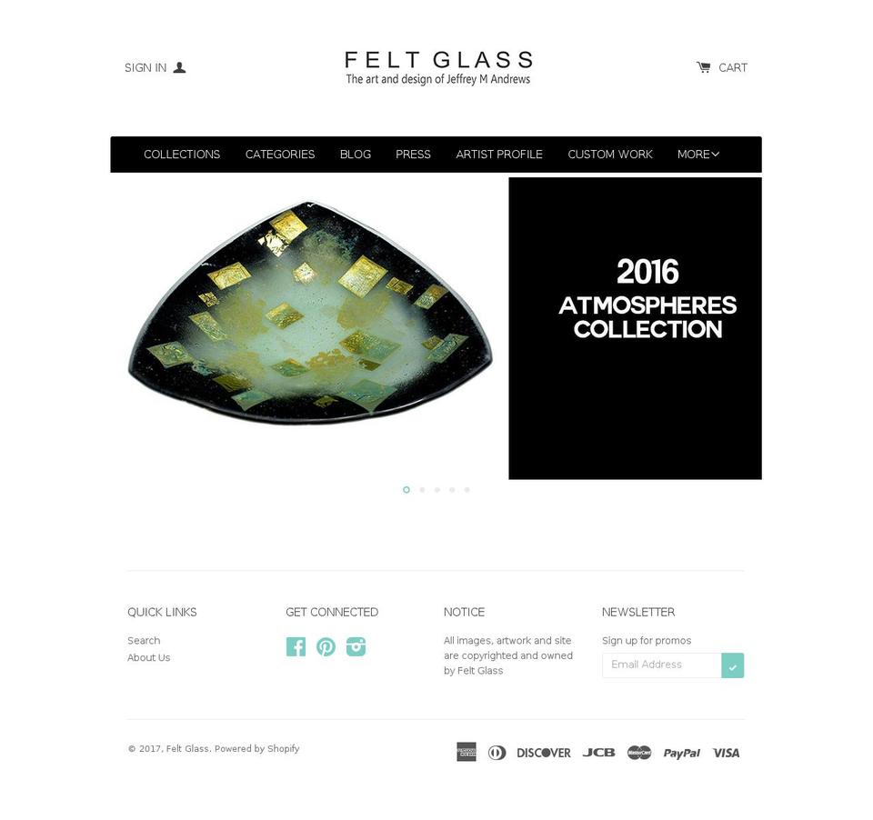 Solo Shopify theme site example feltglass.com