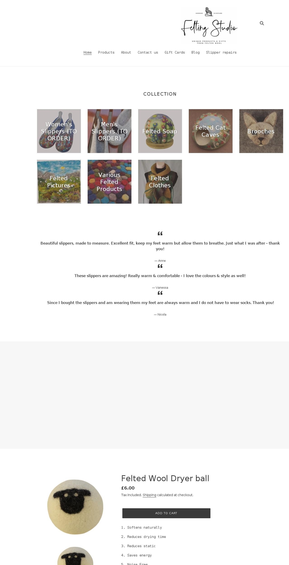 feltingstudio.co.uk shopify website screenshot